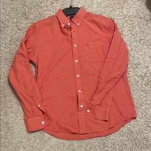 Classic Men’s Button-Down Shirt in Coral Micro-Check